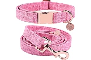 Pawsitively Chic: DOGWONG Cotton Pink Collar and Leash Set for Stylish Canines