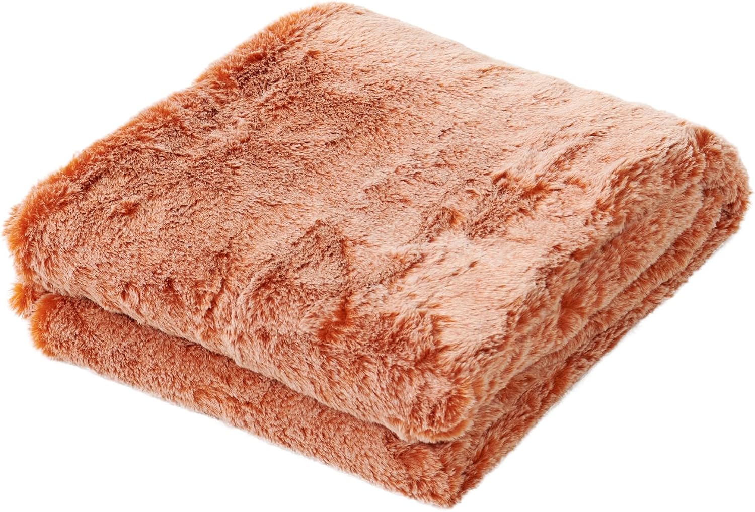 Home Soft Things Tip Dyeing Light Faux Fur Throw, Burnt Orange, 50'' x 60'', Accent Soft Comfy Lightweight Solid Throw Blanket Decorative Cozy Fluffy Fuzzy Couch Bed Sofa Cover