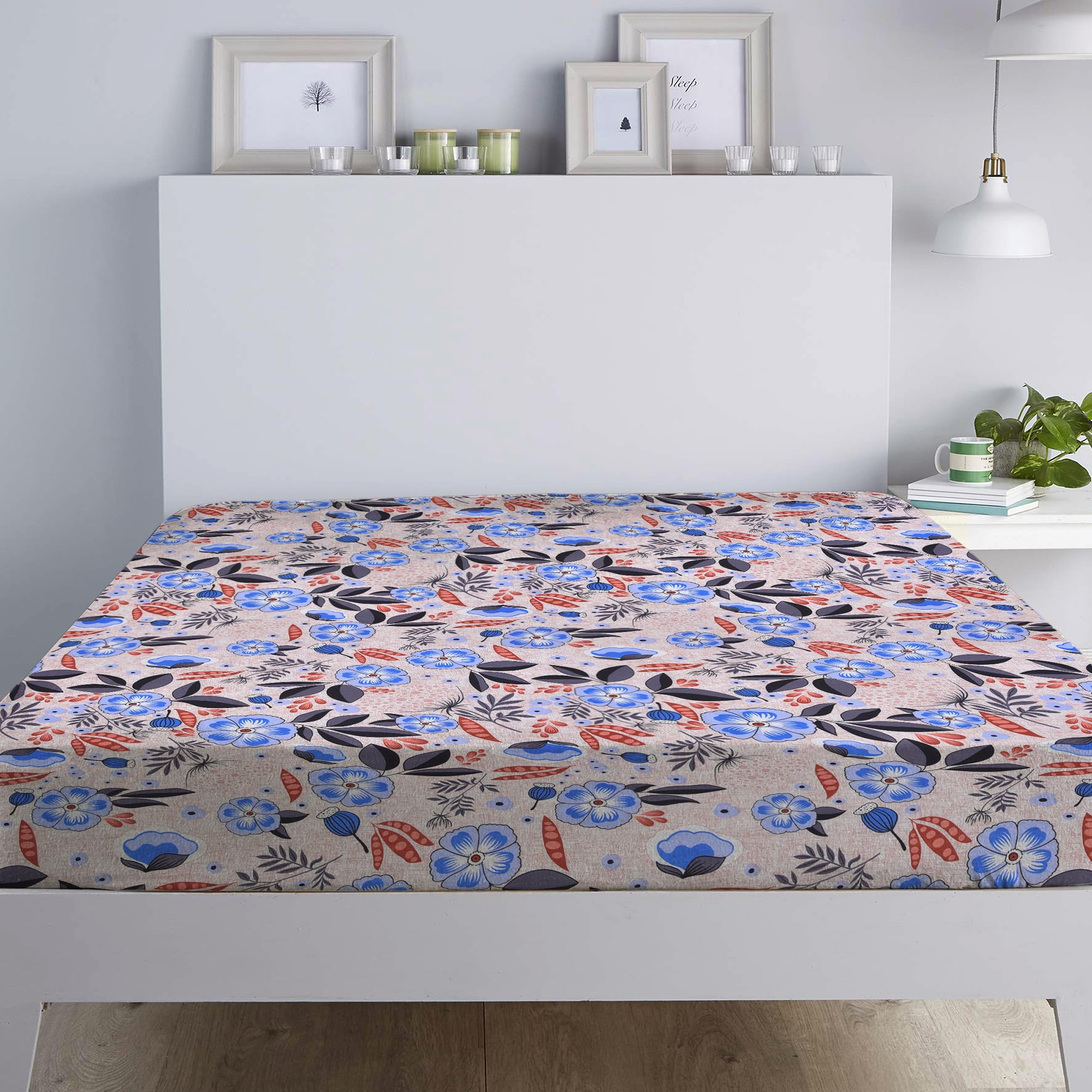 RAYBedding Luxury Printed Floral Pack of 2 Fitted Sheet Small Double Bed – Deep Fitted Sheet 122x190cm + 35cm Deep Corner Elasticated Sheet — image 1