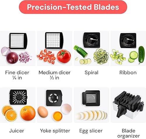 Miniatura 5 de Fullstar The Original Pro Chopper - Picador de verduras y espiralizador, picador de alimentos con recipiente, rebanador de frutas, utensilios