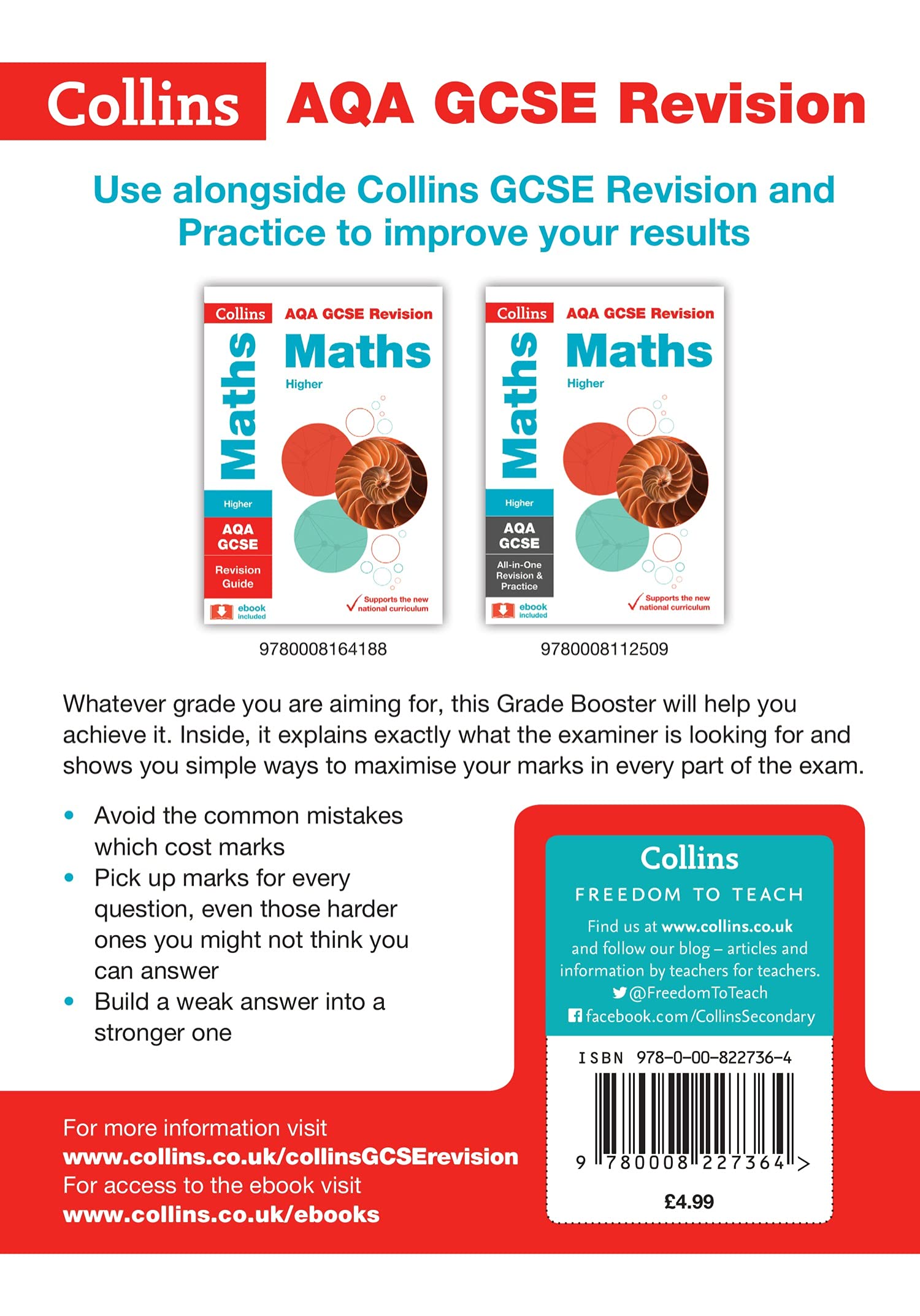 AQA GCSE 9-1 Maths Higher Grade Booster (Grades 5-9): Ideal for home learning, 2021 assessments and 2022 exams (Collins GCSE Grade 9-1 Revision)