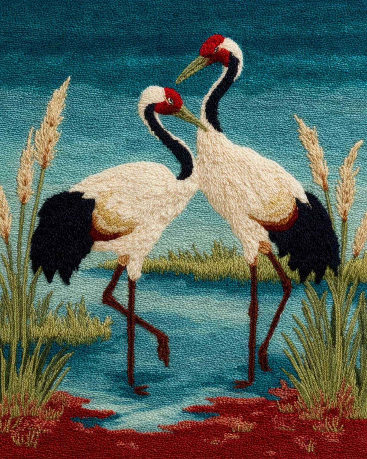 Wallphantom Rug Making Kit for Adults Beginners,Red-Crowned Crane (Animal Bird),Latch Hook Cushion Kits,Carpet Embroidery Needlework Crocheting,Tapestry for Home Decoration,80x115cm