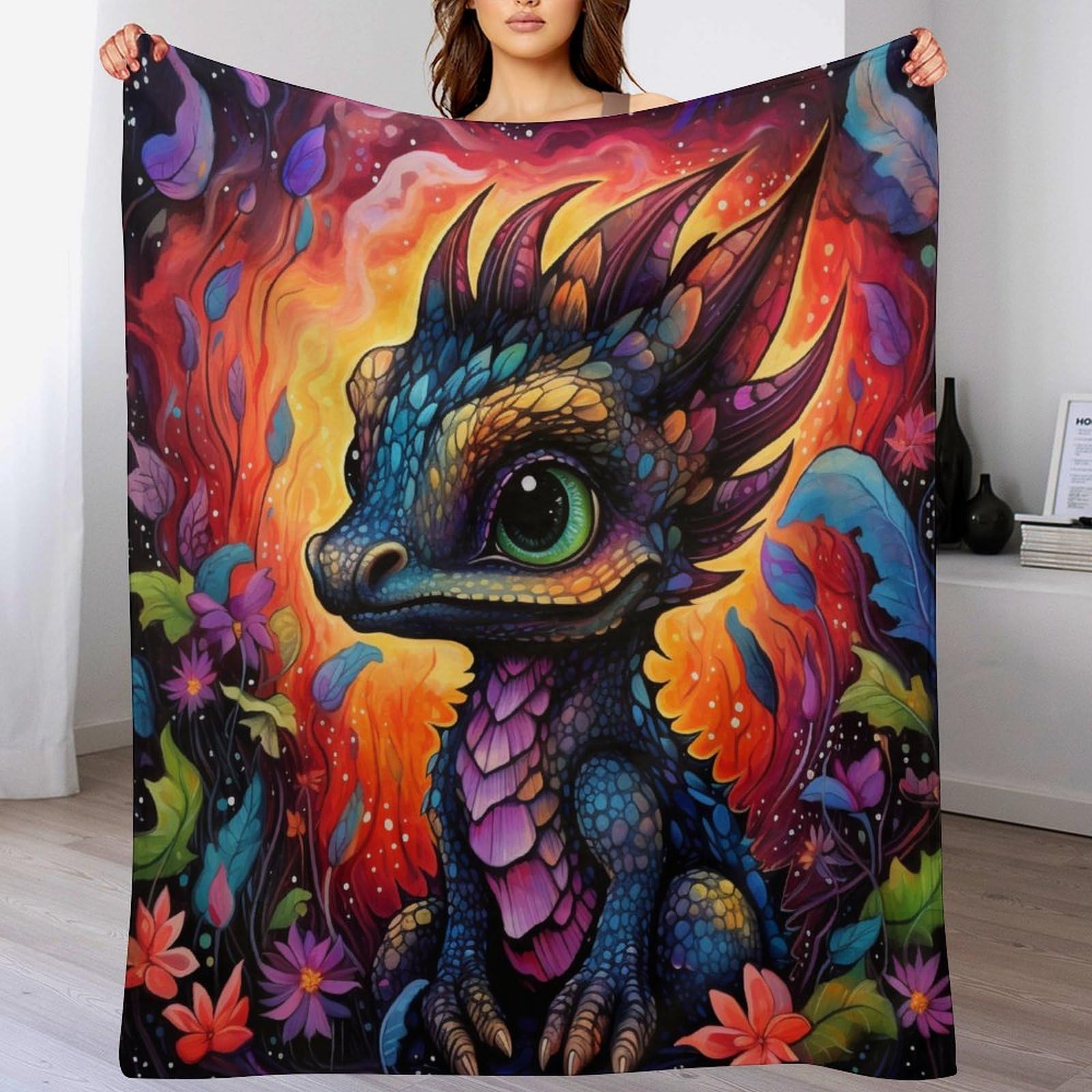 Couverture dinosaure plaid en flanelle chaude grand format 180x200 pour lit adulte et enfant