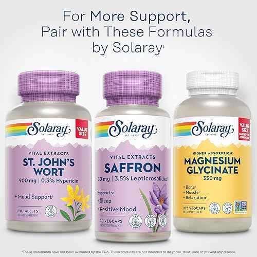 Miniatura 6 de SOLARAY Extracto de azafrán – Apoyo positivo para el sueño y el estado de ánimo – Suplementos de azafrán veganos y sin gluten – Verificado por