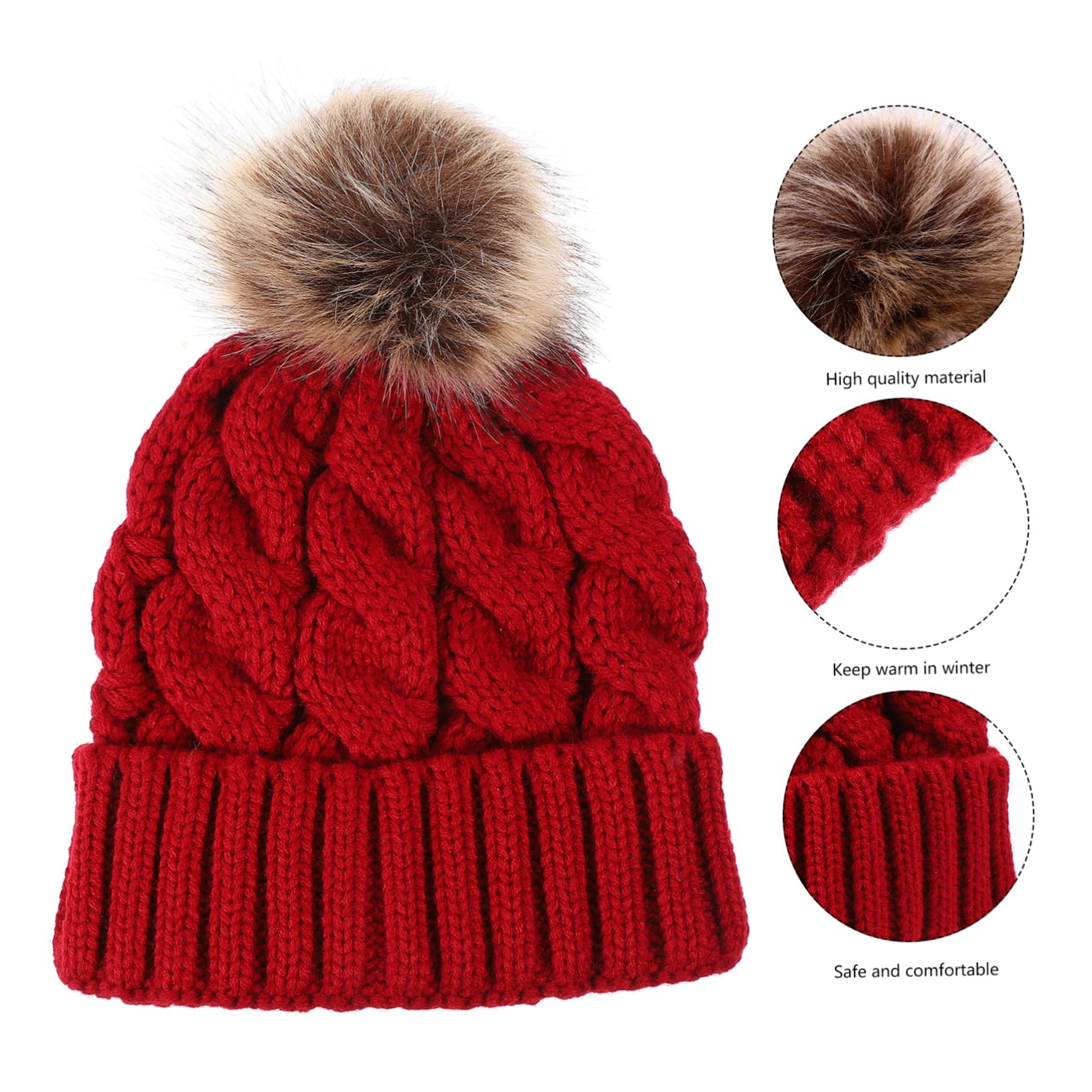 3 STK Wollmütze Mädchen Hut Damen Hüte Schachtelhalm Hüte Damen Und Mützen Hut Für Frauen Gestrickte Mütze Strickmützen Für Weibliche Strickmütze Wolle Rot