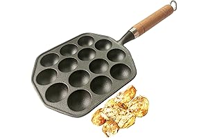 Khuon Bánh Khọt 14 Ô,Takoyaki Pan, Chảo Bánh Khọt Gang Đúc, Tay...