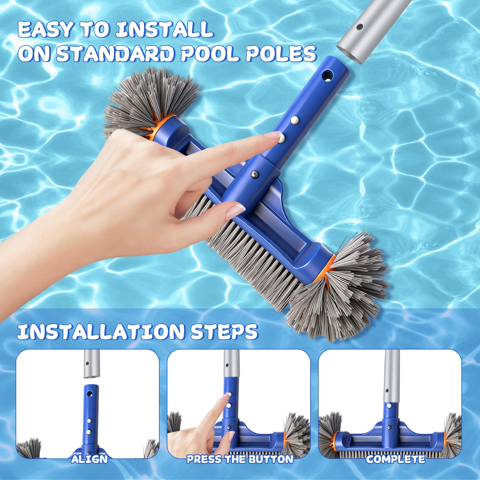 Brosse de nettoyage ronde 13″ pour piscine en film plastique