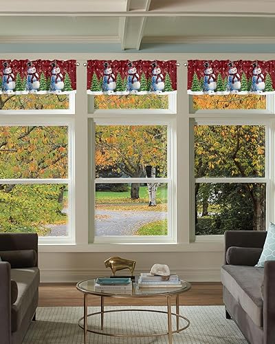 Miniatura 3 de Juego de 2 cortinas de cocina otoñales con diseño de hojas de arce y Acción de Gracias, cenefas cortas de café naranja con bolsillo para barra de 3