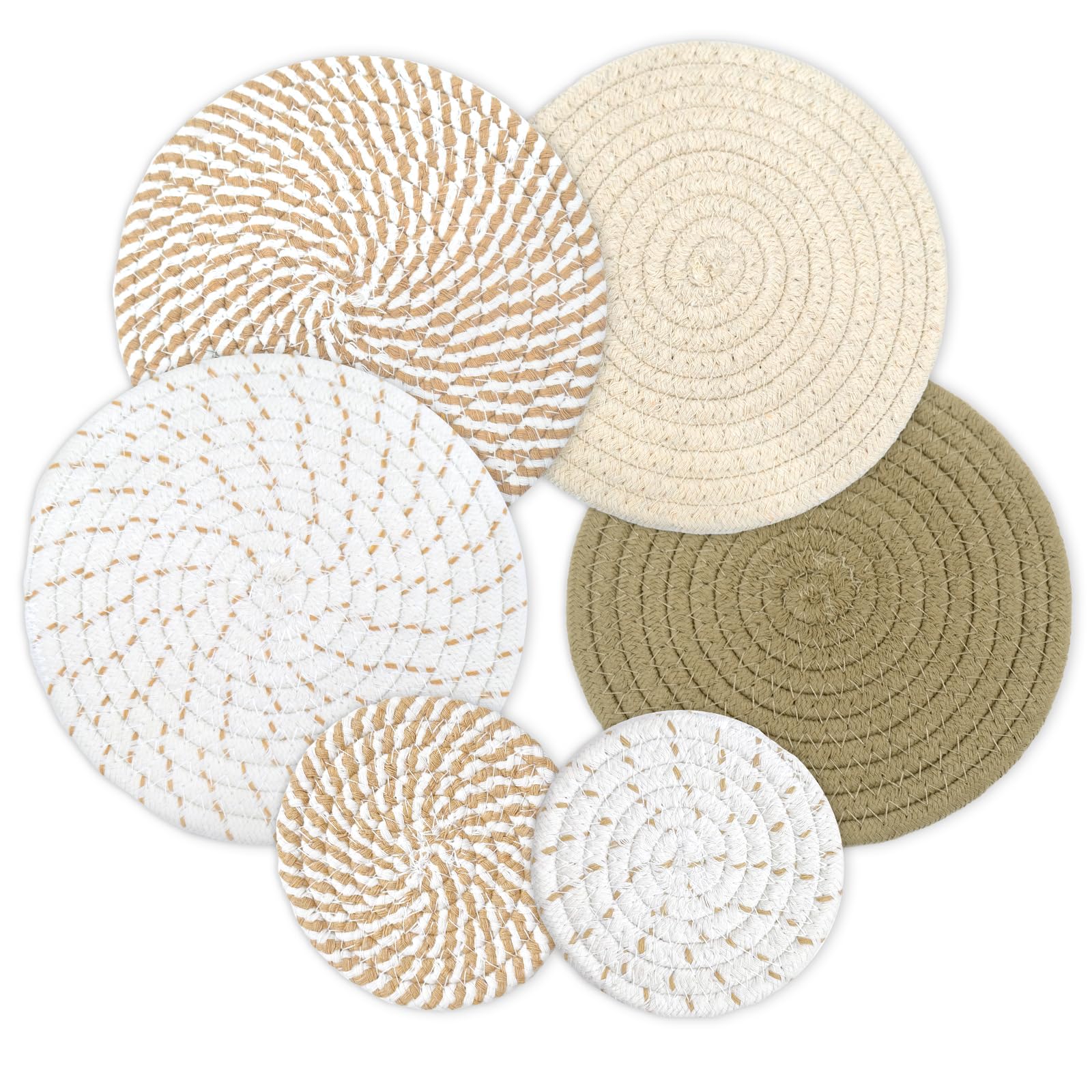 SPESHSTONES Travertine Trivet Set - 2 Handmade Stone Trivets (8" & 6") | Hot Pot Holders & Kitchen Decor