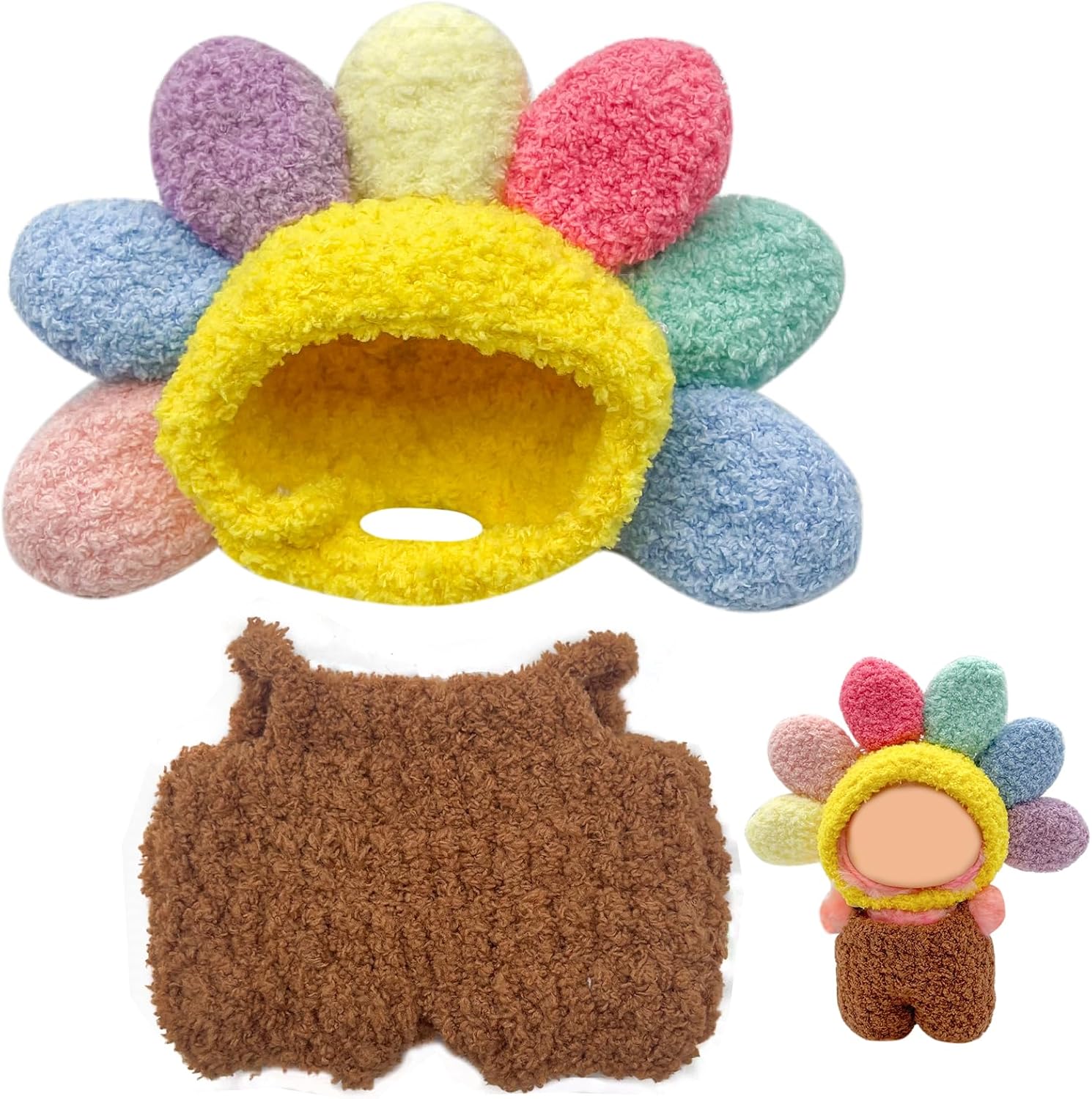 17cm Doll Clothes Set for Labubu(NO Doll), Hat & Overalls Set for 17cm Accessories Suit (YF-B)