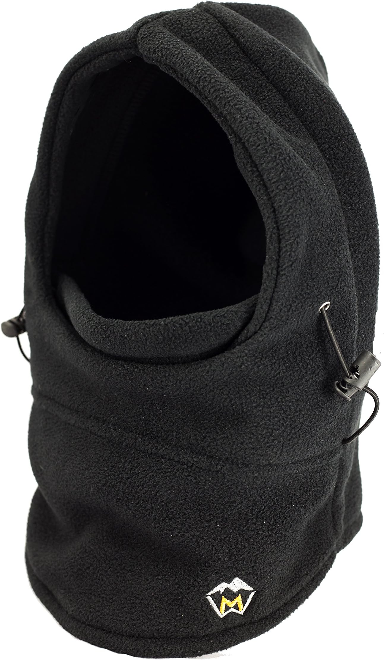 Thermal fleece balaclava ski mask- unisex and unisize, with extra long collar to ensure warm head AND Neck, all in one Snood, Neckwarmer, and Ski Mask in Black or Charcoal made from super warm fleece [BLACK]