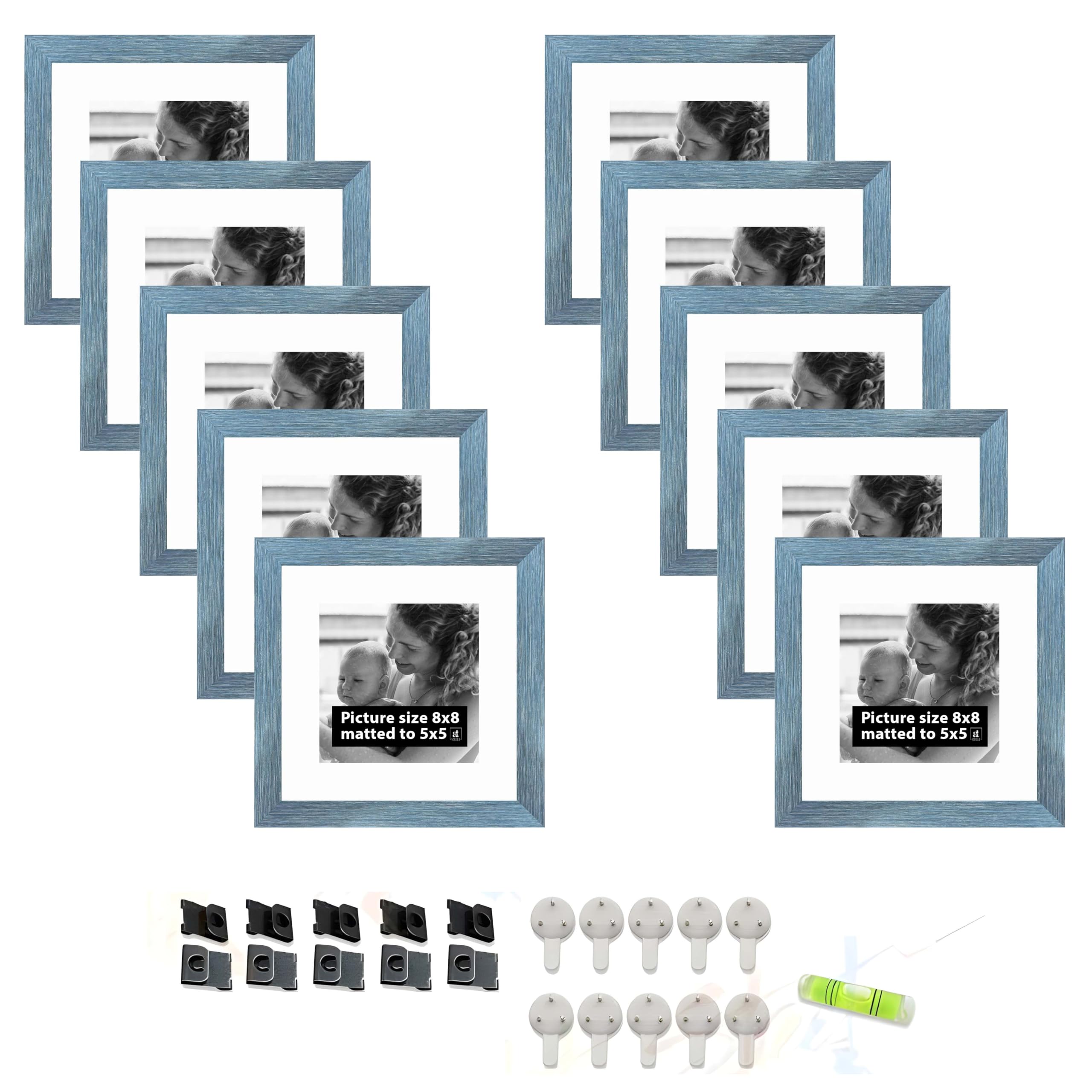 Art Street Individual Photo frames Set of 10, Picture Frame For Home Decoration, Living Room, Office Decoration (Blue, Size: 8x8 Inch)