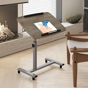 Laptop Table Mobile Adjustable Height Portable Desk Notebook Swivel PC Computer Rolling Desk with Wheels Laptop Stand for