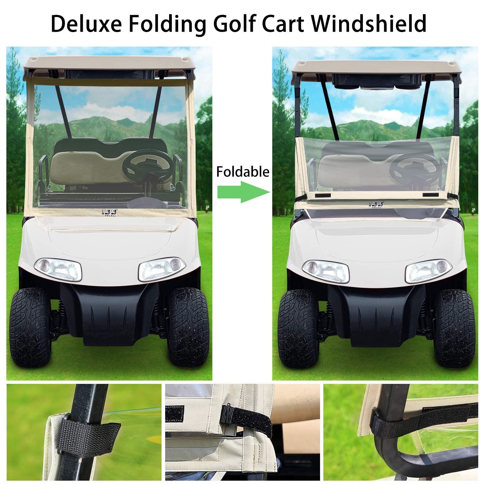 Amazon | 10L0L デラックス折りたたみ式ゴルフカートフロントガラス