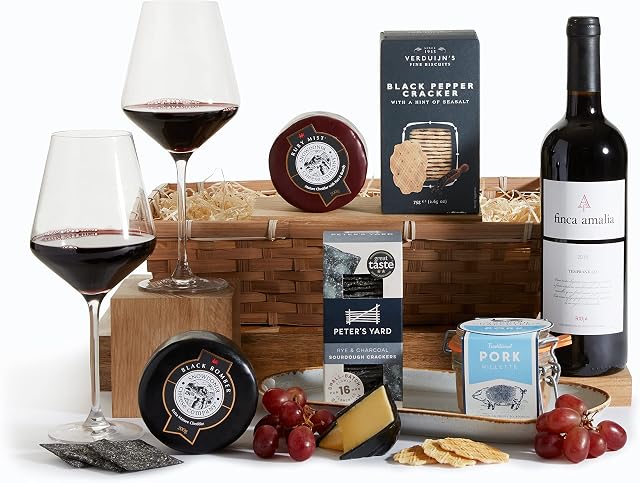 Wine, Cheese and Pate Hamper - Award Winning Cheese, Rioja Red Wine and Artisan Pate Hamper - Gift Hampers - Gourmet Hampers & Food Gift Baskets - Free UK Delivery