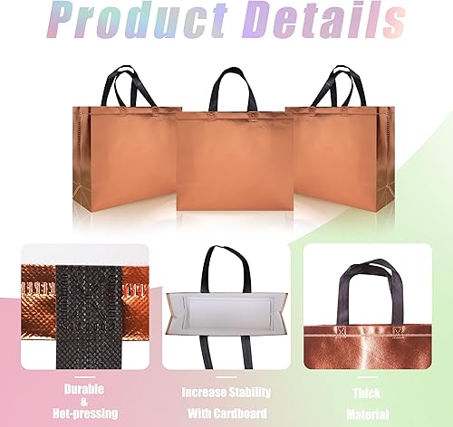 Miniatura 3 de cabzymx 15 bolsas de regalo reutilizables brillantes, bolsas medianas de regalo de Navidad para niños, Navidad, boda, Pascua, vacaciones, fiesta,