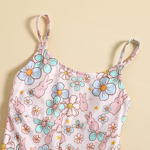 Miniatura 3 de YOKJZJD Traje de Pascua para bebé niña pequeña, sin mangas, overol de conejo, pantalones acampanados, leggings