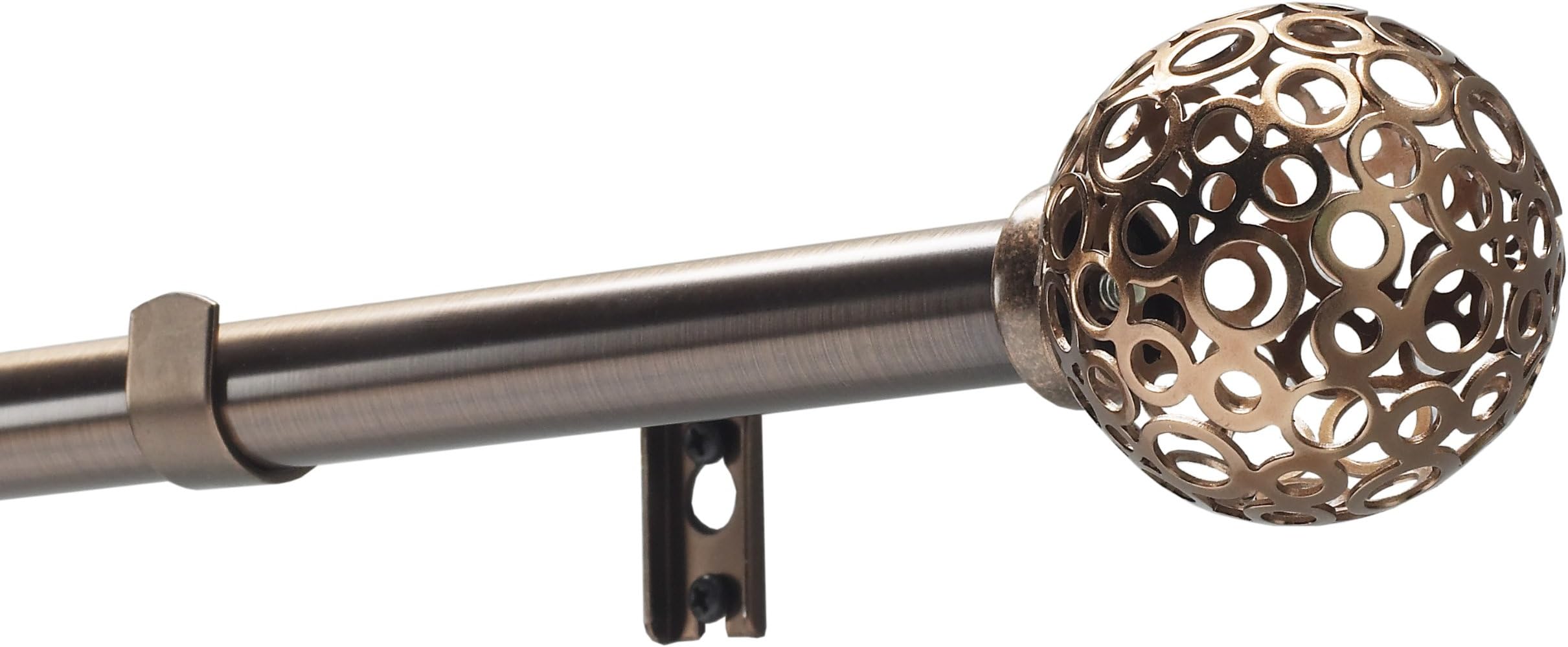 Kenney Sphere 3/4" Standard Decorative Window Curtain Rod, Brushed Sienna, 36-66"