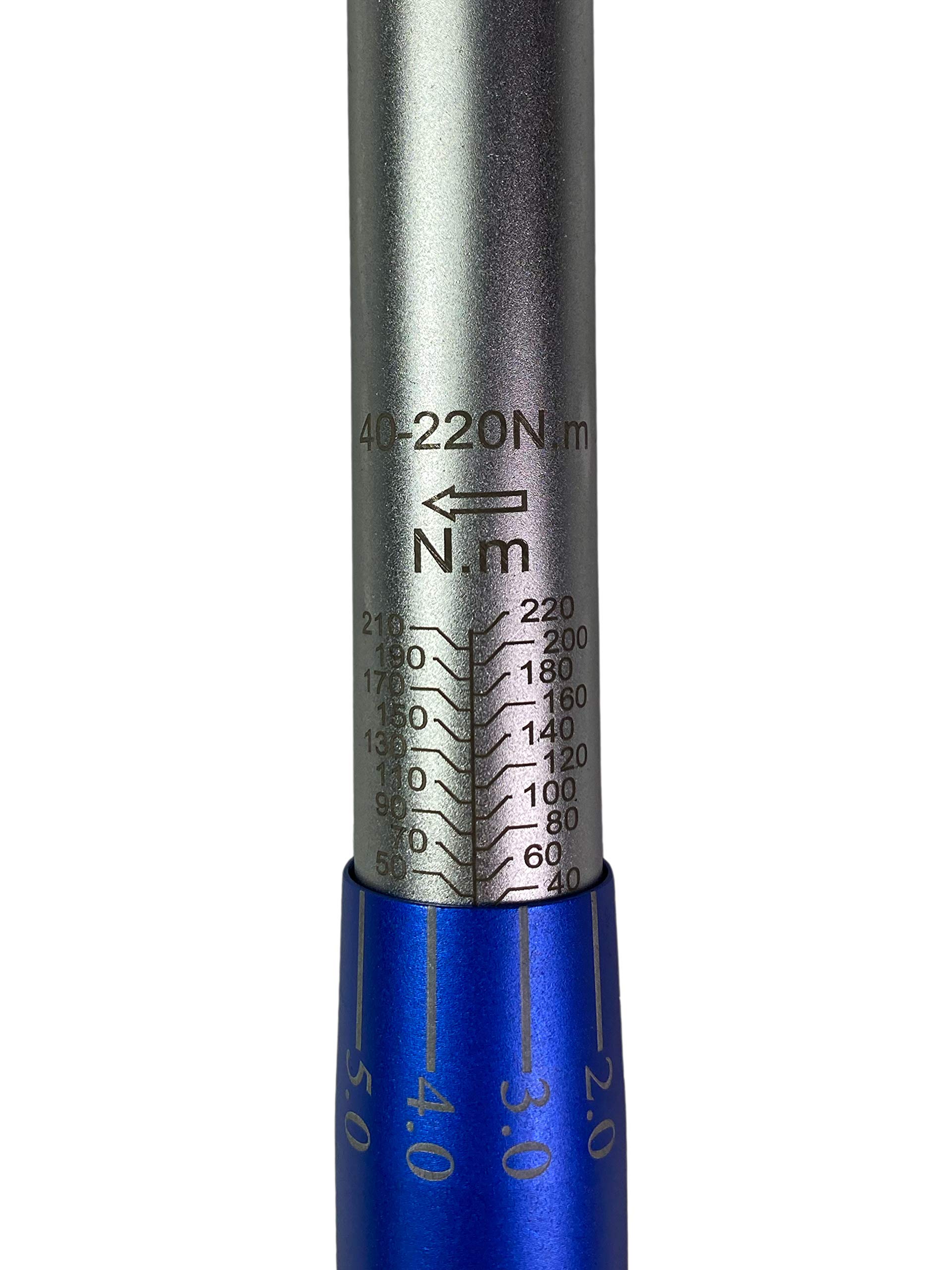 Kraftwelle Klucz dynamometryczny 1/2 cala 40-220 NM grzechotka przełączana 515 mm długa grzechotka do samochodów osobowych