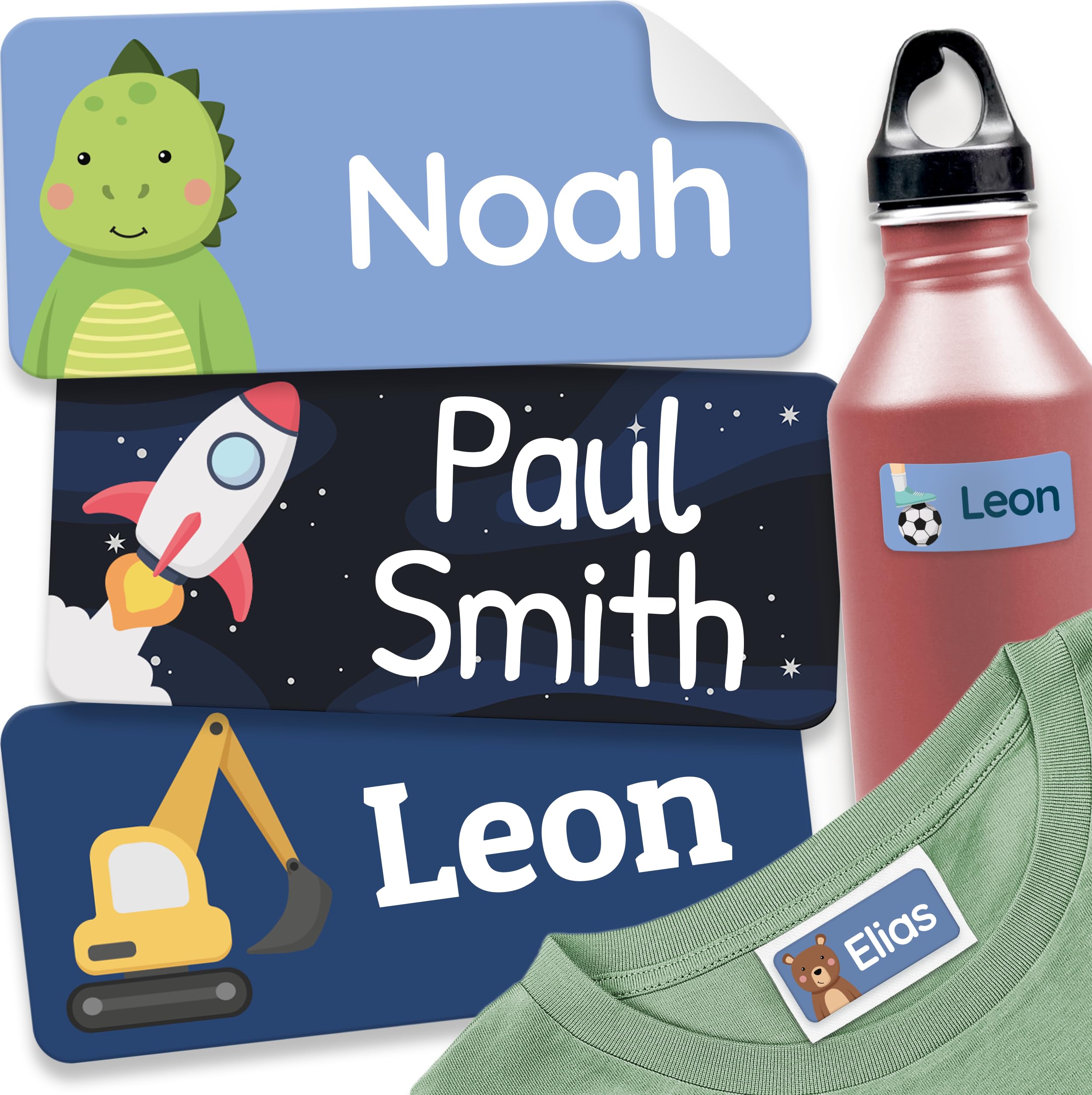180 Stick on Name Labels for Clothes Kids - Personalised Name Tags for Clothes, School and Nursery - Waterproof and No-Iron Name Stickers for Kids