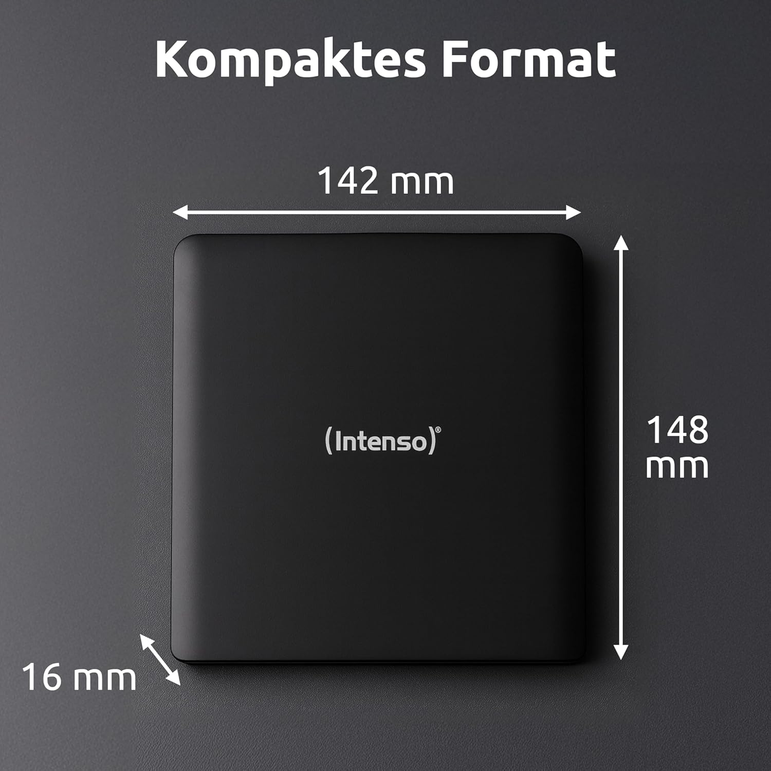 Intenso EOD 500BD Slim USB 3.2 External Blu-ray Drive Burner for Laptop, Desktop PC, iMac, MacBook, Windows, MacOS, Includes Free Ashampoo Burning Studio Burning Software (Black)