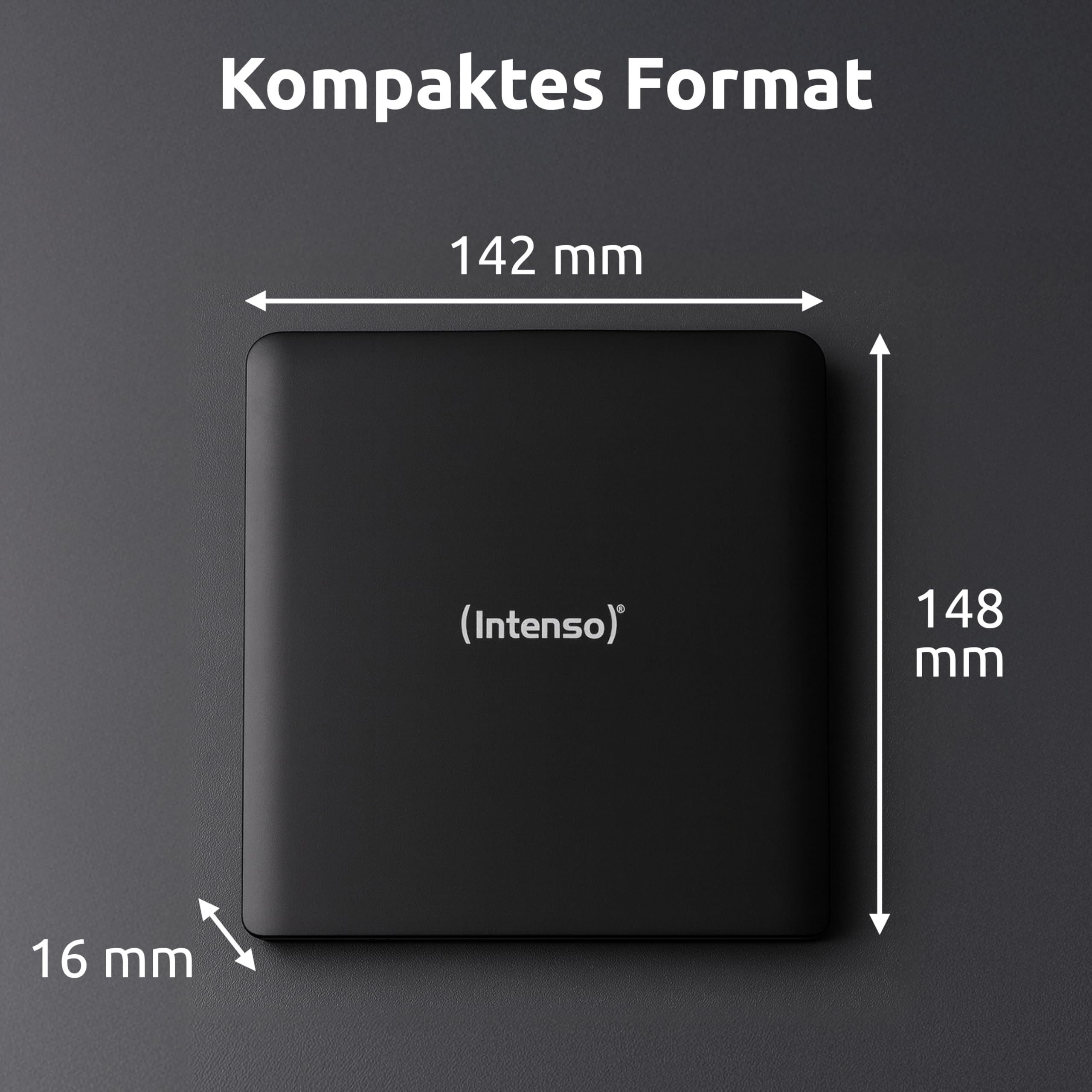 Intenso Lecteur Blu-Ray Externe Graveur Externe EOD 500BD Slim USB 3.2 pour Ordinateur Portable Bureau PC iMac MacBook Windows MacOS + Logiciel de Gravure Gratuit Ashampoo Burning Studio Noir