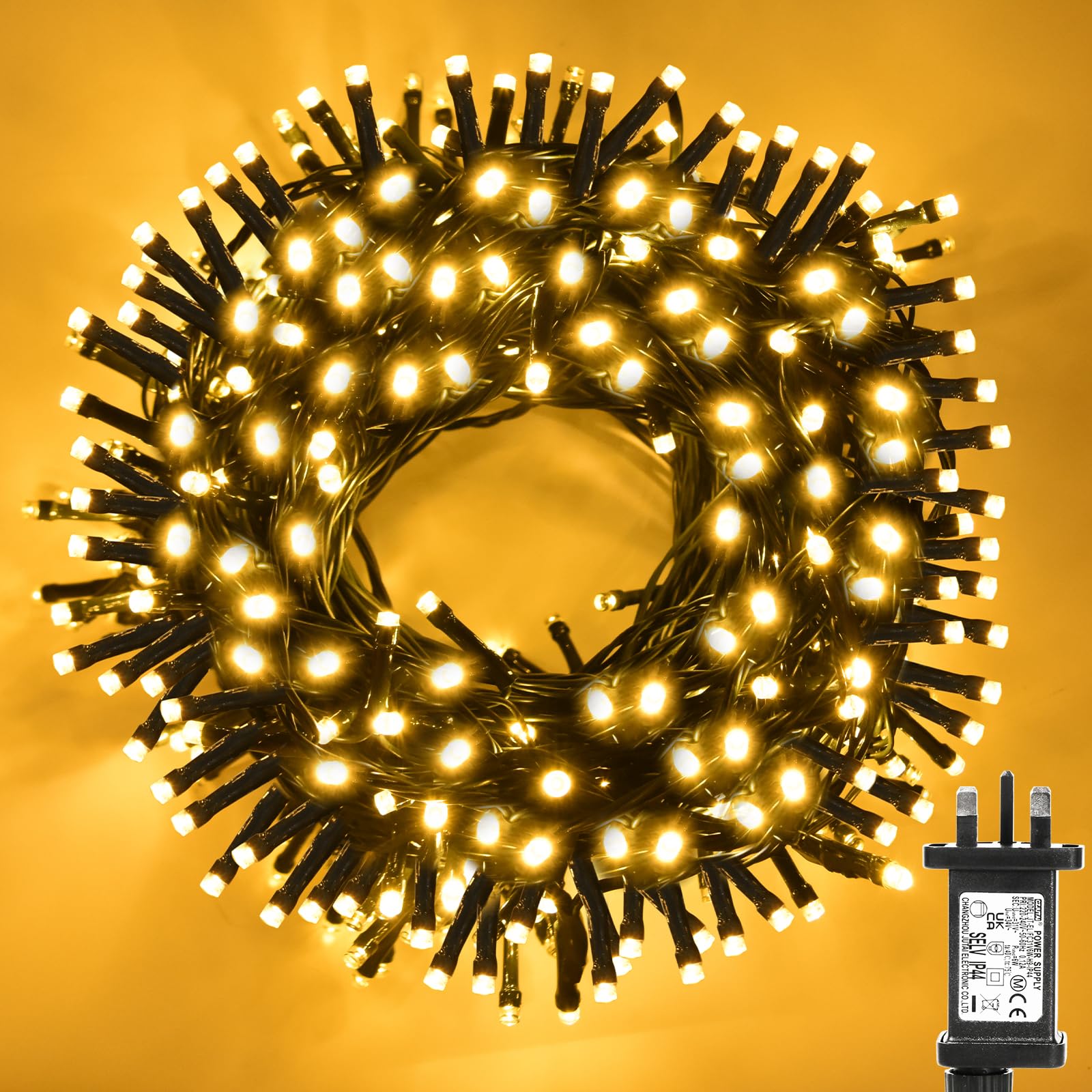 Jtsiov Warm White 10M 100Led Christmas Tree Lights,8 Modes Christmas Lights Indoor/Outdoor,Ip44 Waterproof Xmas Lights With Memory & Timer Function For Bedroom,Wedding,Party,Christmas Decorations