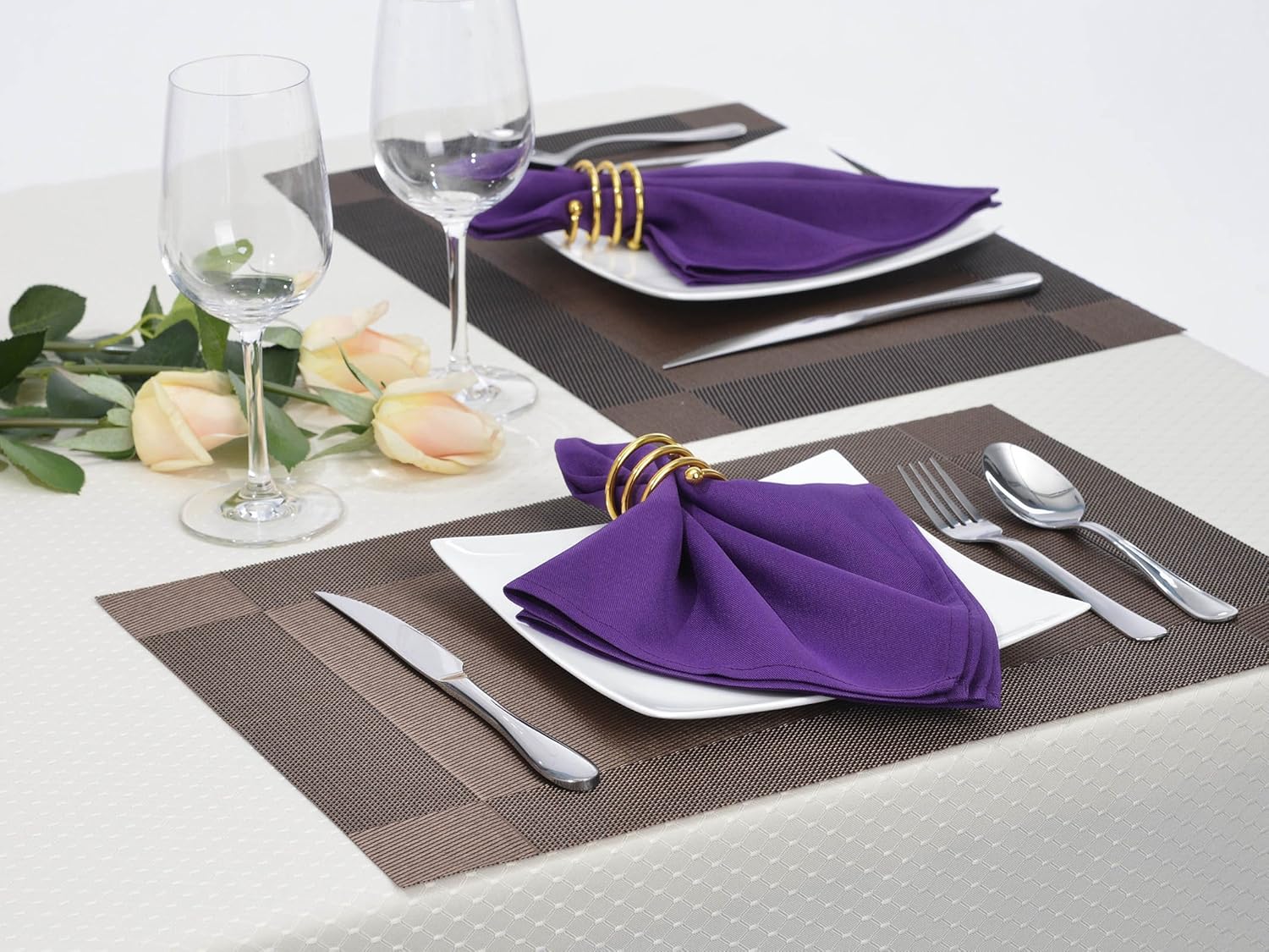 Suреr Sаlе 🛒 Remedios Purple Polyester Cloth Napkins - 17 x 17 Inch Soft Washable Dinner Napkins - Set of 12 Pieces Hemmed Edges Table Napkins for Wedding, Party, Restaurant Suреr Bіg Clеаrаnсе! Remedios Purple Polyester Cloth Napkins - 17 x 17 Inch Soft Washable Dinner Napkins - Set of 12 Pieces Hemmed Edges Table Napkins for Wedding, Party, Restaurant