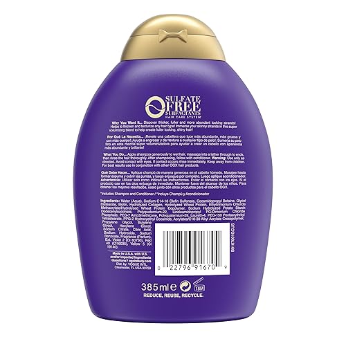 Vista 18 de Champú Organix Thick and Biotin completo y con colágeno, de 13 onzas