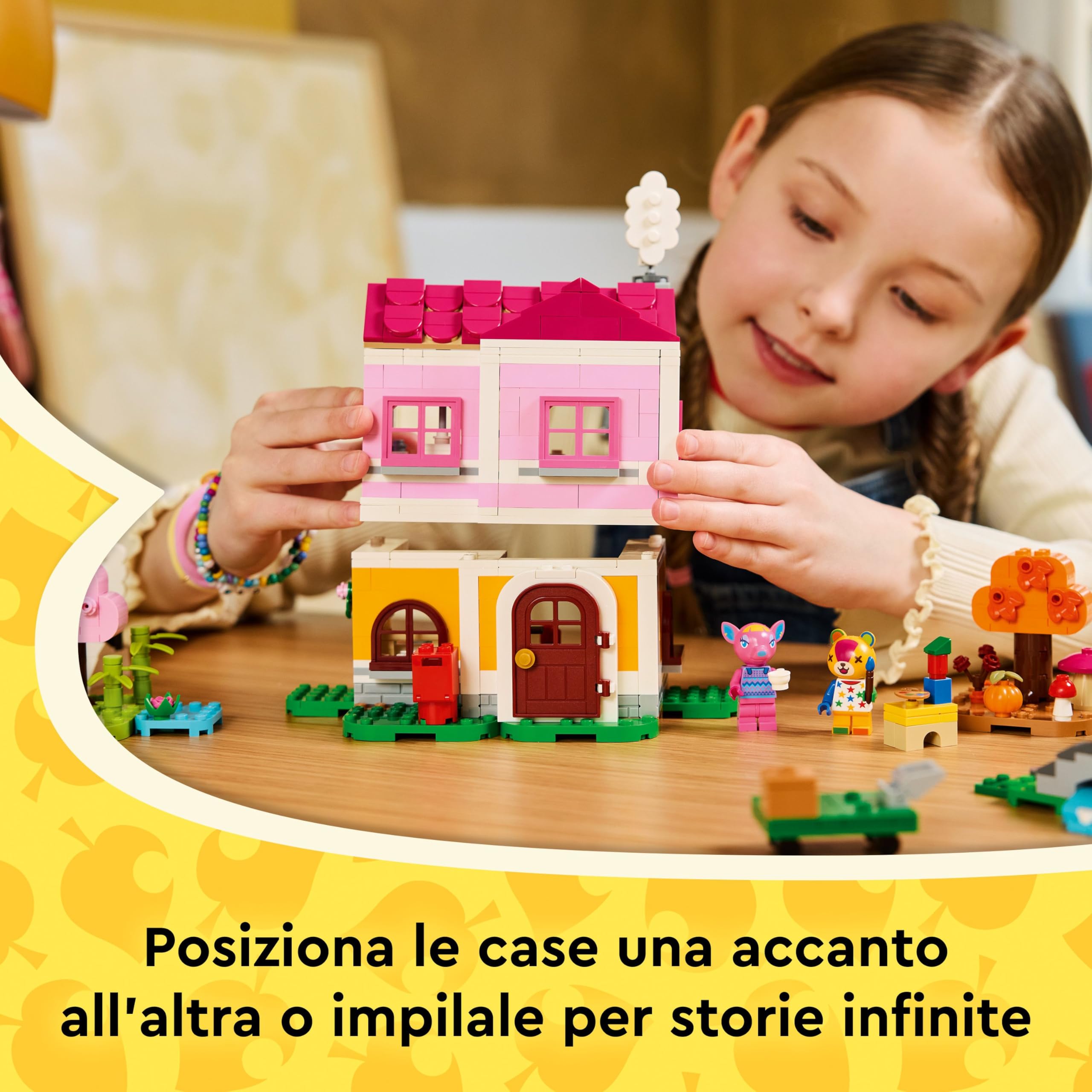 LEGO Animal Crossing Case Creative: le Quattro Stagioni - Giocattolo 2 in 1 con 2 Modelli di Case e le Minifigure di Toppetta, Fuxia e Zanna - Regalo per Gamer, Bambine e Bambini da 7 Anni - 77057