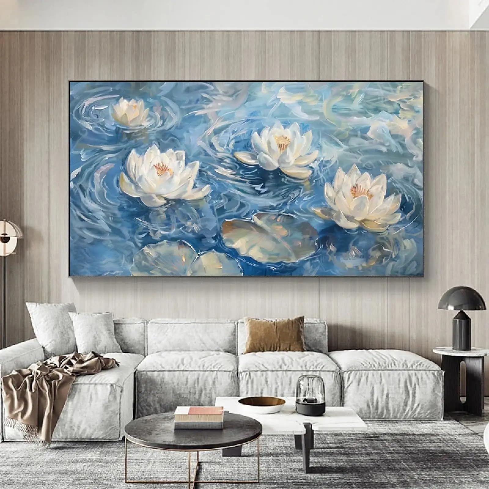 Tableau en toile lotus blanc abstrait de qualité premium texturé - 6