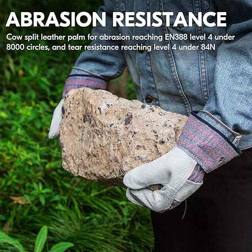 Miniatura 2 de vgo Guante Split piel de Vaca Guantes de trabajo (3-pairs) (Tamaño Grande)