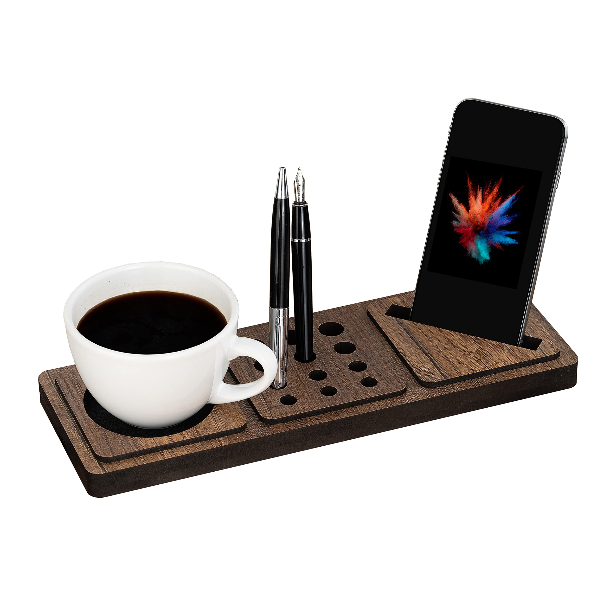 Bureau-organizer, wit, met 5 vakken en lade, houten brievenbus, standaard, brievenbak, brievenbak, plank, bureau-organizer, schrijfstandaard