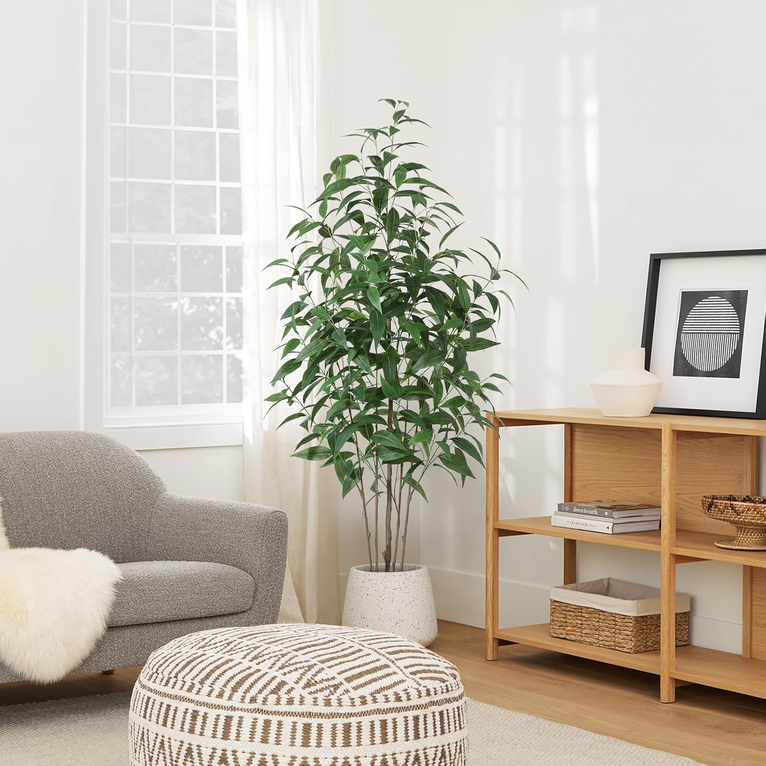 Artificial Eucalyptus Tree,5Ft Tree Fake Plant in Pot for Home and Office Decor,Potted Faux Plants Tall Artificial Trees for Indoor - Image 4