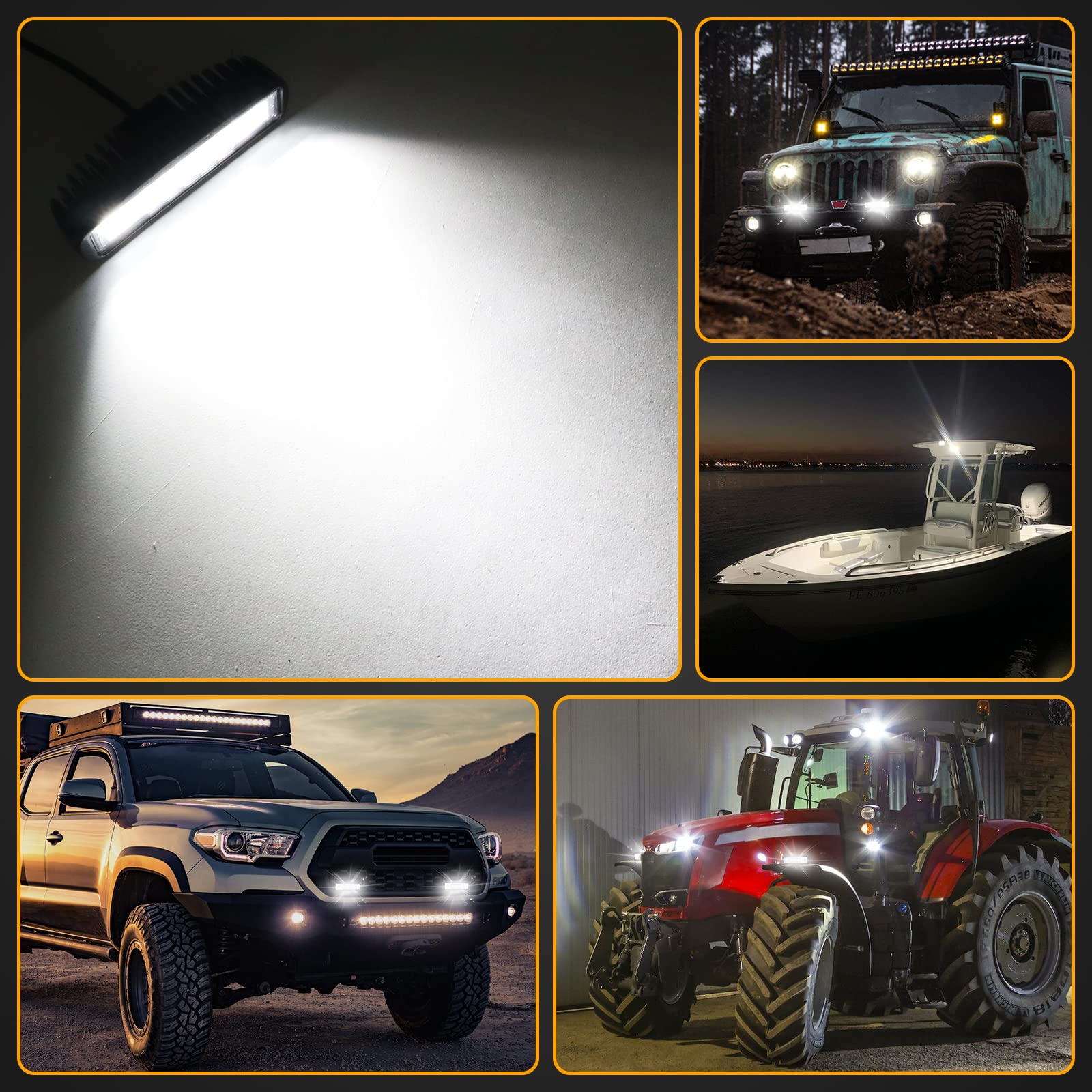 PICAA Barre lumineuse LED, Triple Rangée 7D 22 pouces 324W LED Lampe de travail Spot