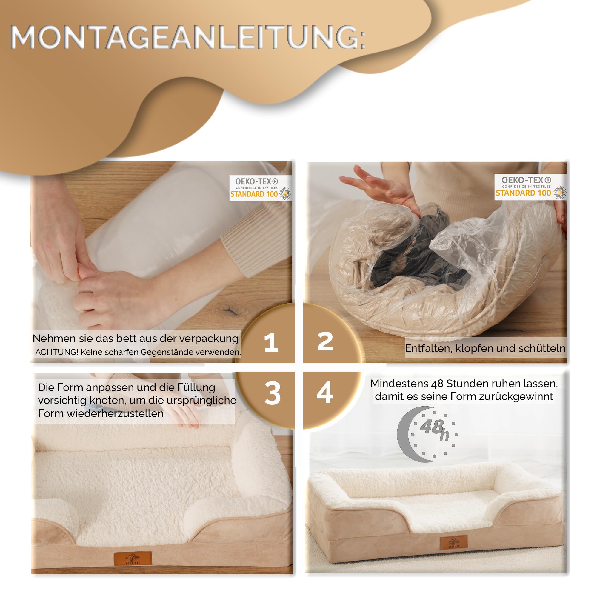 Hundebett orthopädisch, waschbar, wasserdicht, rutschfest