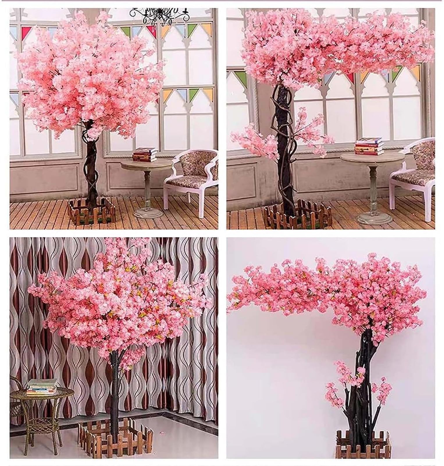 Große rosa künstliche Kirschblütenbäume, lebensechter künstlicher Kirschblütenbaum, gefälschter Sakura-Blumenbaum, perfekt für Party-Hochzeitsdekoration,1.8 * 1.5m