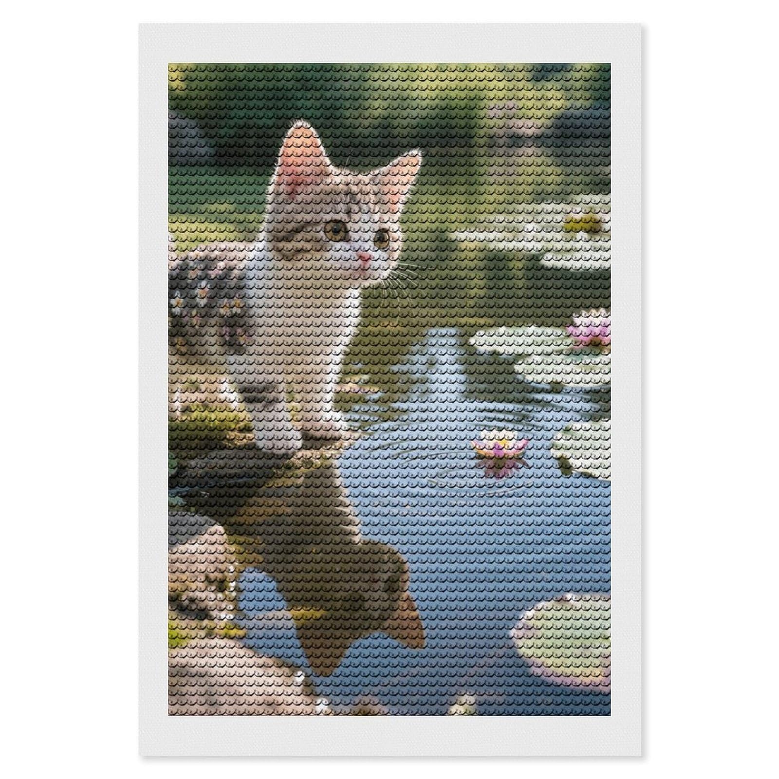 DWVTSLH Cute Cat Diamond Painting Kits for Adults, Personalized Diamond Photo Art Full Drill, DIY 5D Diamond Art Painting Kits for Beginners, Home Wall Decor 8"x12"