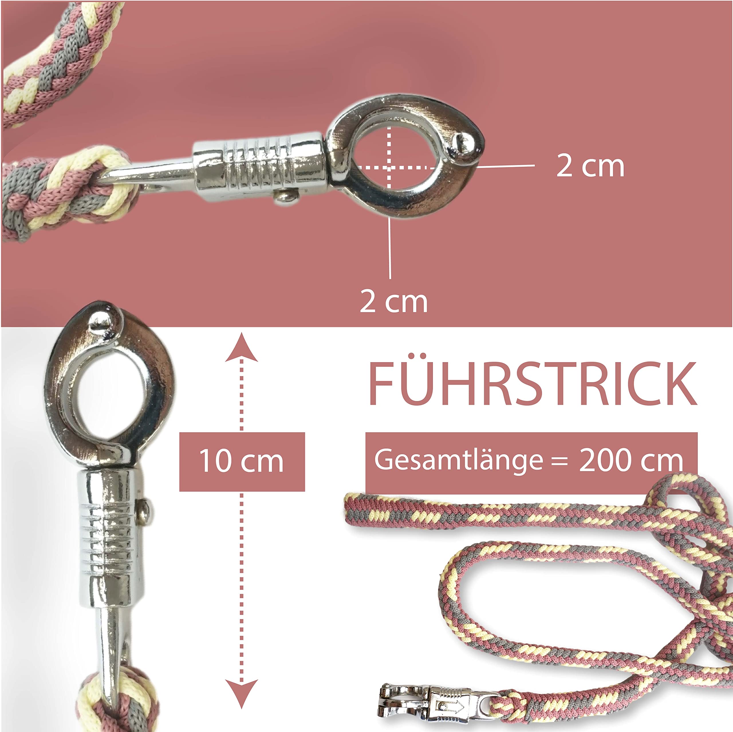 Lead Rope Horse Tie Rope For Horses With Sturdy Panic Hook Length 2 M Many Colours (Navy Blue