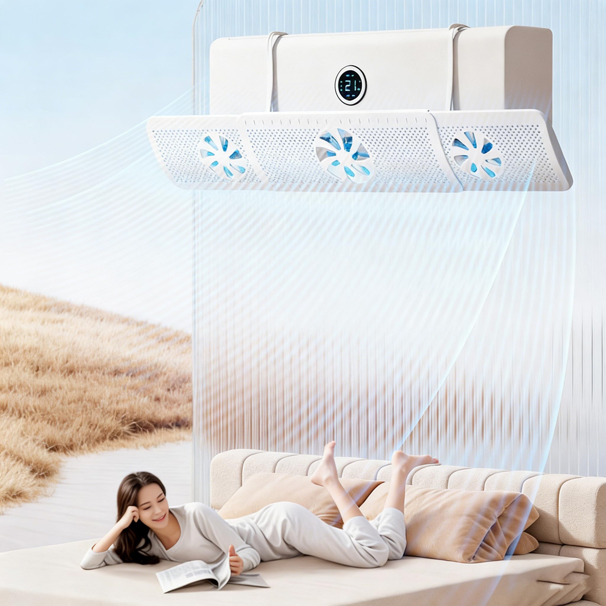 Deflettore per Condizionatore Universale Regolabile 52-86cm, Anti-flusso Diretto, Installazione Senza Attrezzi, per Condizionatori a Parete, Camera Letto Soggiorno Ufficio