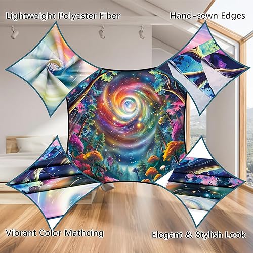 Miniatura 6 de Tushelia Tapiz espacial de galaxia con luz negra, tapiz reactivo a los rayos UV, tapiz de árbol de bosque con plantas florales, tapiz que brilla en