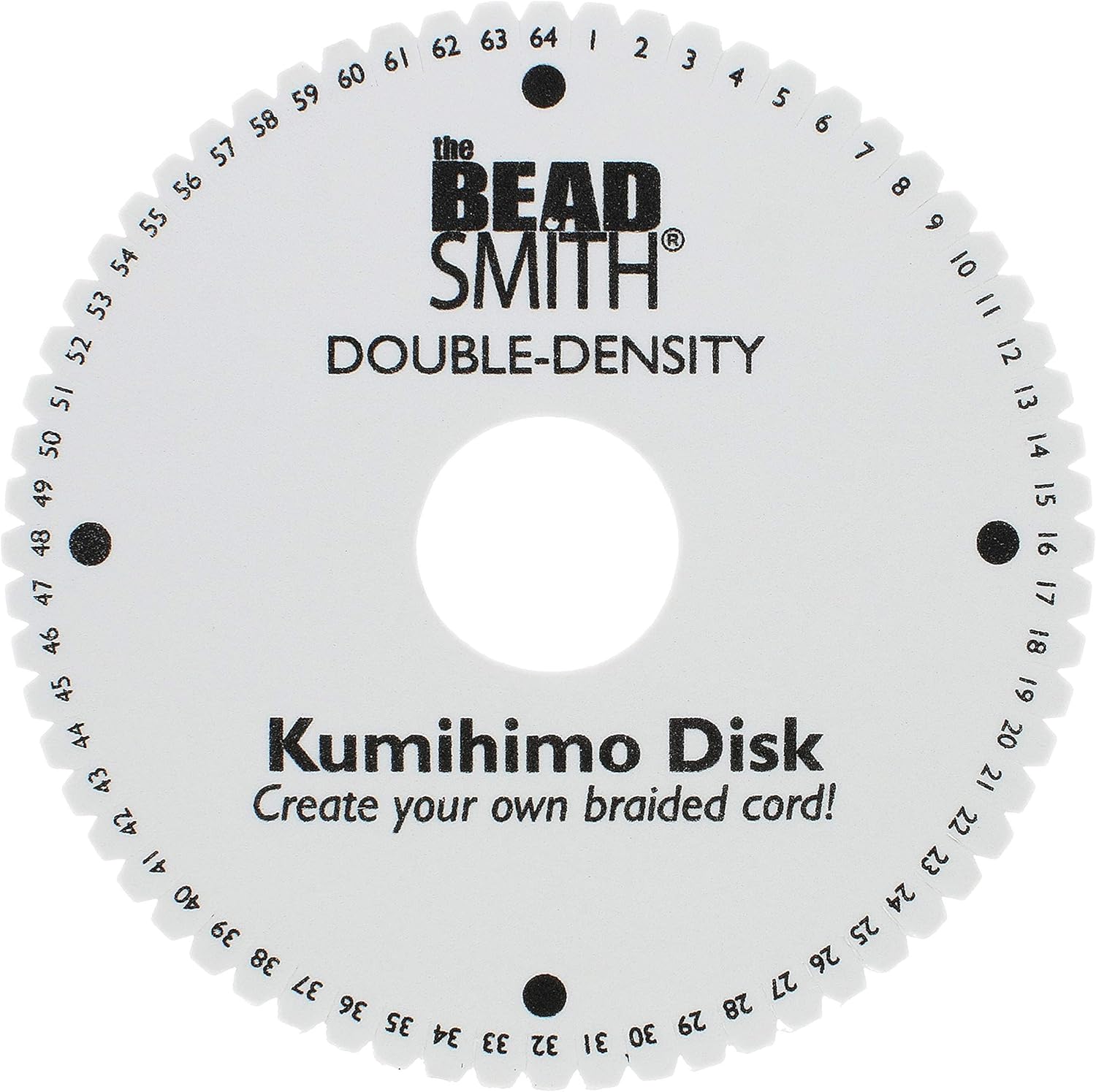The Beadsmith Round Kumihimo Disk, 6 inch Diameter, 0.75” (20mm) Thick Double Dense Foam, 64 Numbered Slots, Box of 10 Disks, Jewelry Tools for Braiding