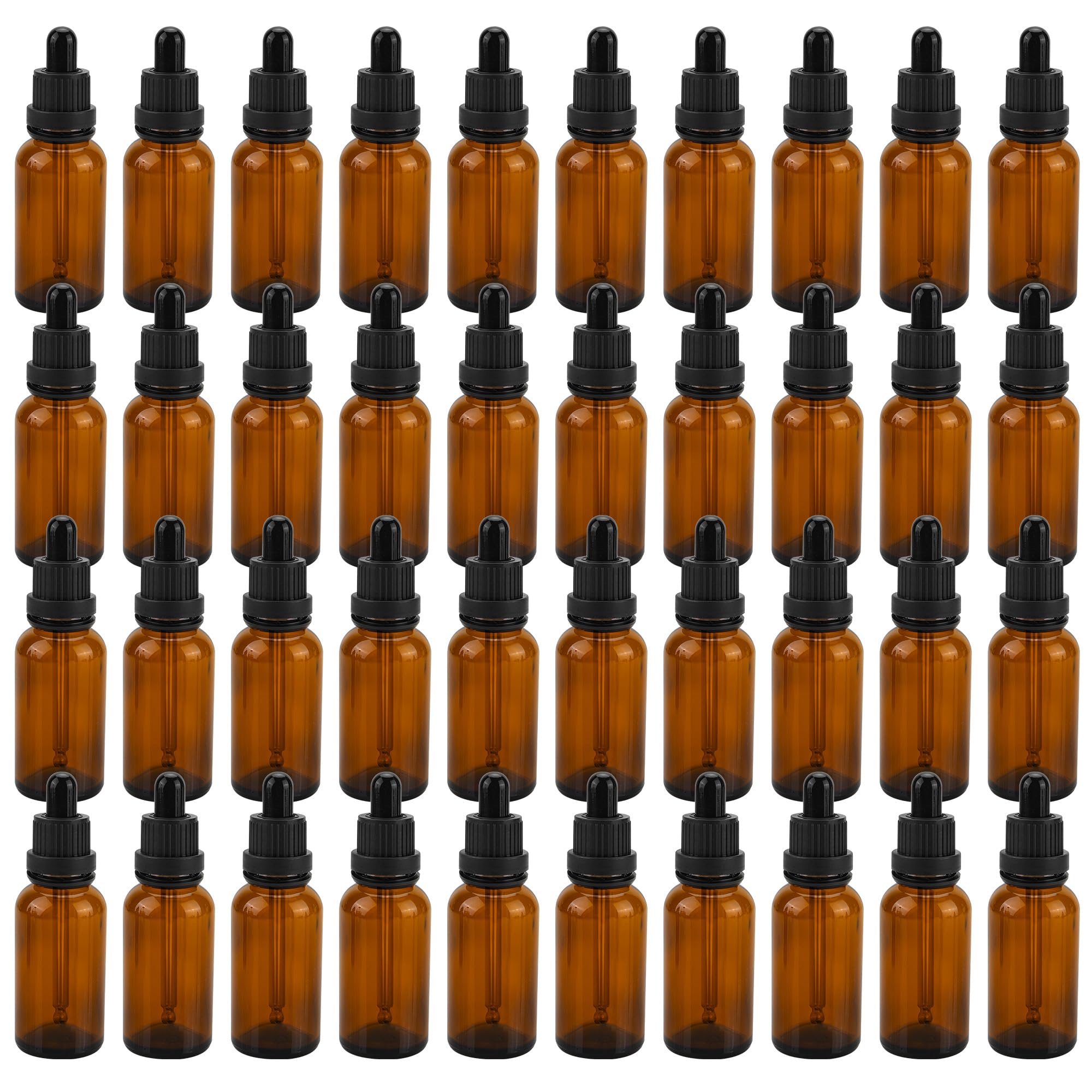 Lot de 40 flacons compte-gouttes en verre ambré rechargeables, 30 ml avec pipette pour huiles essentielles, parfums, mélanges