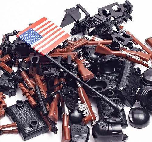 Miniatura 68 de Juego de 63 piezas de armas militares, accesorios de fuerzas especiales del Reino Unido, juguetes de armas, equipo militar, bloques de batalla