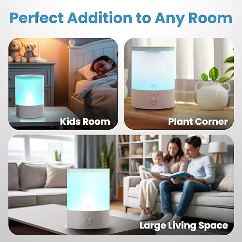 Miniatura 8 de Everlasting Comfort Humidificador de llenado superior de 2.5 litros para dormitorio, silencioso, fácil de llenar y limpiar, tiempo de funcionamiento