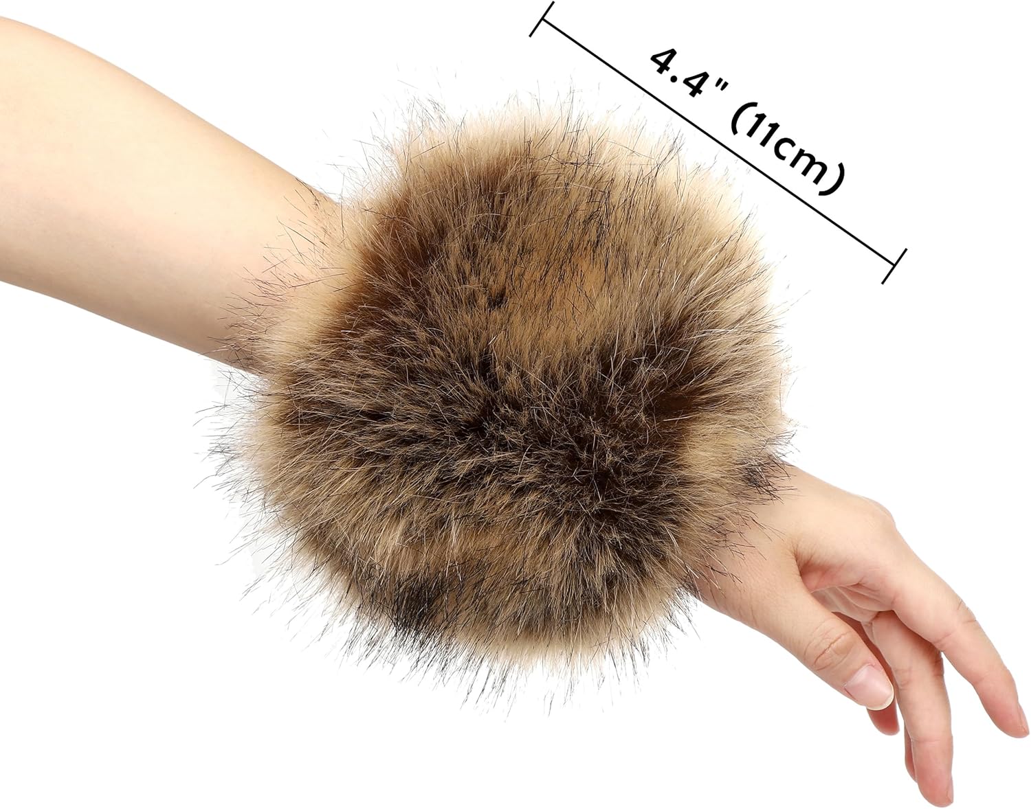 sy soul young Women's Faux Fur Wrist Cuffs Winter Fox Furry Wristbands Fluffy Fur Cuff Bracelet Arm Warmer Accessories - Image 2