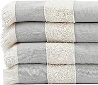 Vista 17 de Toalla de playa turca ligera – 100% algodón BCI, flecos crudos sin blanquear, certificado Oeko-TEX, absorbente, respetuosa con el medio ambiente, 36