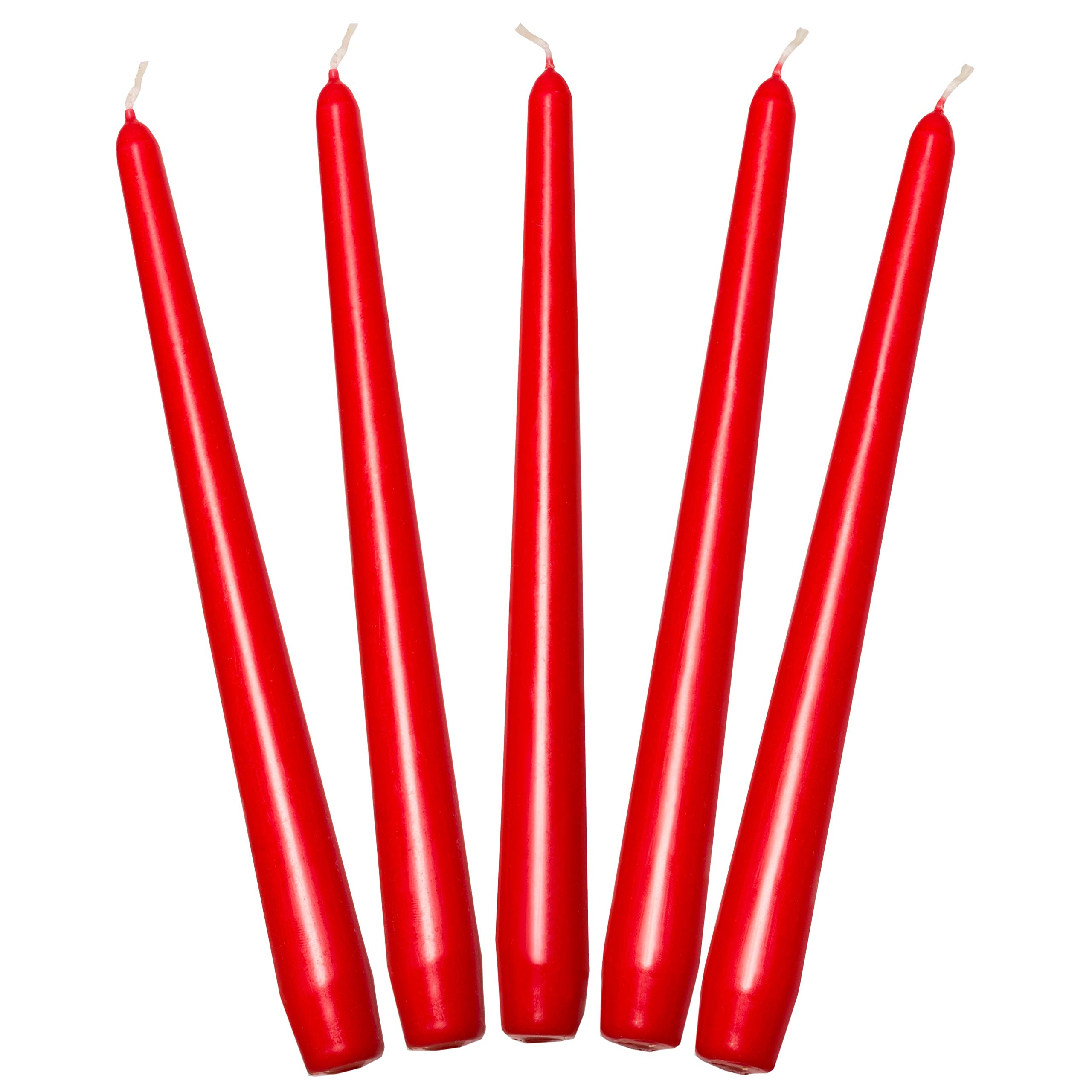 Red Taper Dinner Candles  9"" 24cm Candle Unscented 7 Hour Burn Time 5 Pack