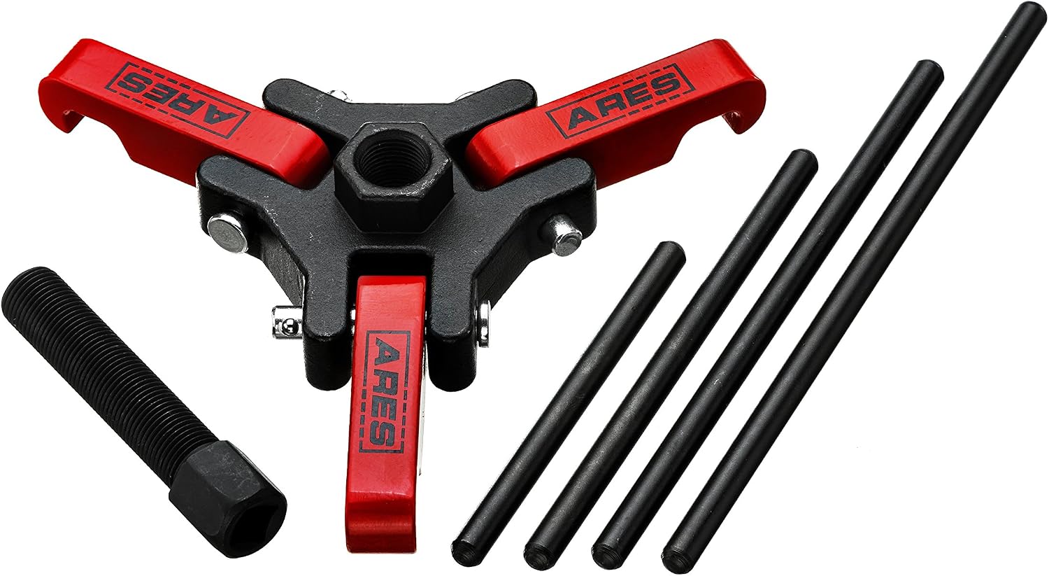 ARES 71002 - Harmonic Balancer Puller Set - Remove Damper Pulleys in Tight Engine Compartments Without Removing The Radiator - Storage Case Included