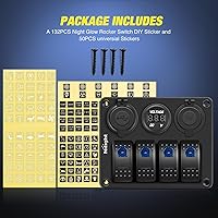 Vista 9 de Nilight Panel de interruptores basculantes de 4 bandas, resistente al agua, precableado, de aluminio con tipo PD C y USB, enchufe de encendedor